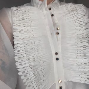 Women's White Ruffle Blouse